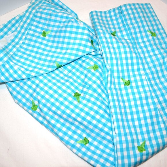 Lilly Pulitzer Blue Gingham Capris with Embroidered Lime Ice Cream Cones - Picture 1 of 5